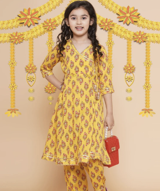 Yellow Mustard Dress with Floral Design - Image 4